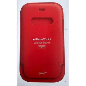 Genuine iPhone 12 mini Leather Sleeve MagSafe RED Phone case with Wristlet Strap